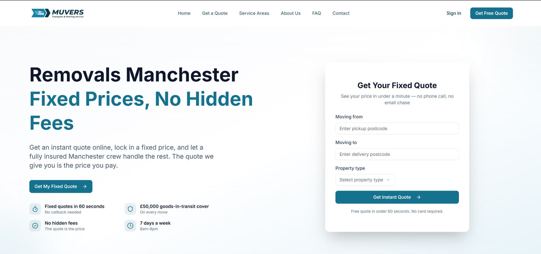 Muvers UK homepage, as built